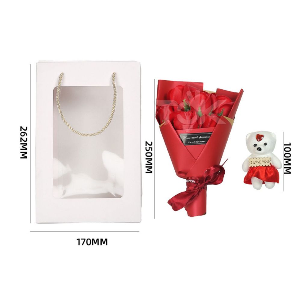 ช่อกุหลาบ 7 ดอก ช่อดอกกุหลาบ ปัจฉิม ของขวัญรับปริญญา มีไฟ ปรับได้ 3 ระดับ มีถุงใส่ให้ มีหมี ของขวัญให้แฟน - รูปที่ 6