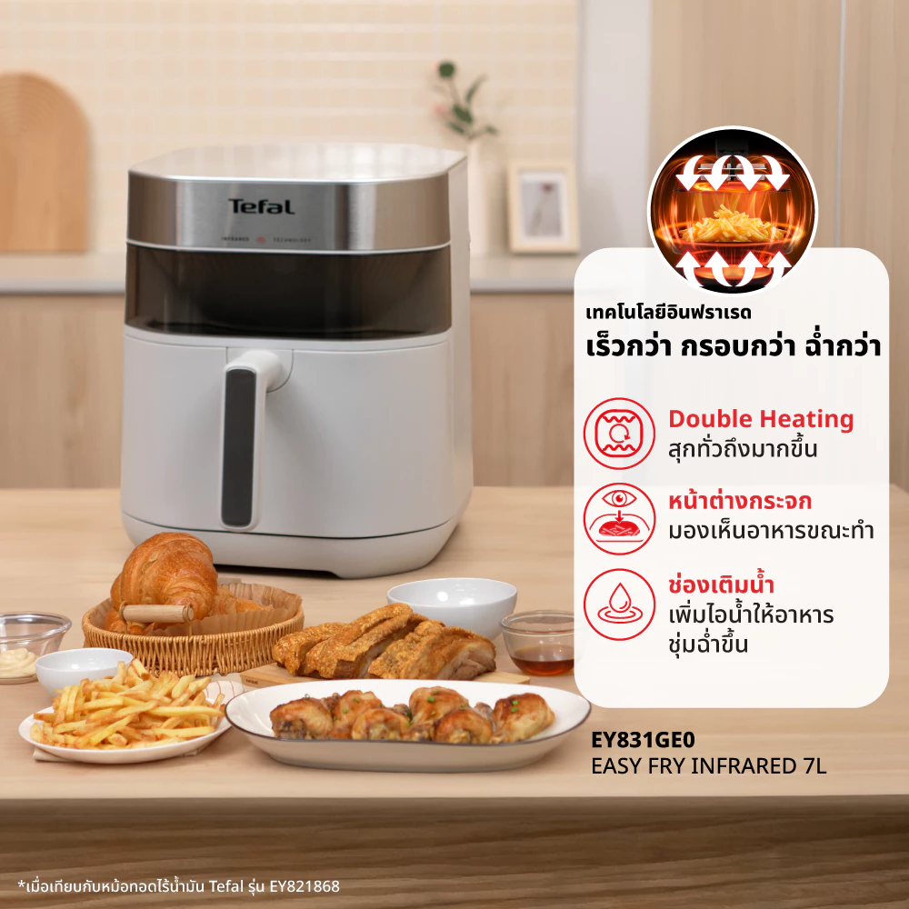 TEFAL หม้อทอดไร้น้ำมันอินฟราเรด ระบบดิจิทัล ขนาด 7 ลิตร รุ่น EY831GE0​ thumbnail 4