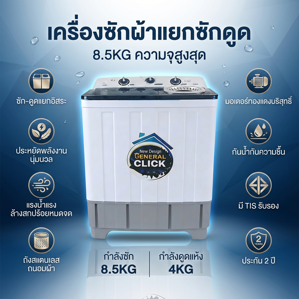 เครื่องซักผ้า เครื่องซักผ้าราคาถูกจากโรงงานMeier รับประกัน 2ปี มาตราฐาน มอก.ความจุ 8/10.5 และ13 kg. เสียงการทำงานเงียบ