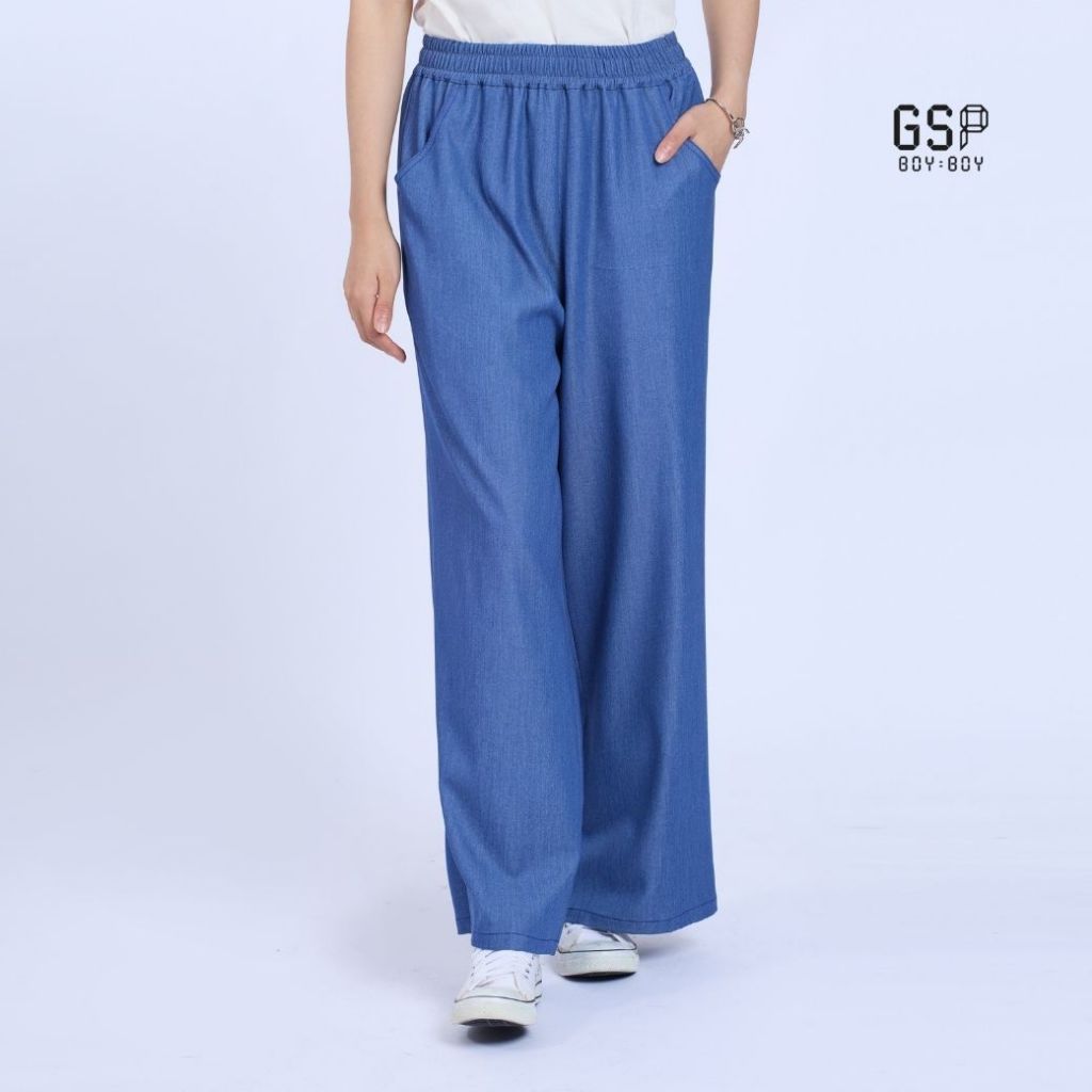 GSP BOY BOY กางเกง ทรง หลวม ญ ซอฟท์ เดนิม ไวด์ แพนท์ส ขายาว สีฟ้า D91FBU