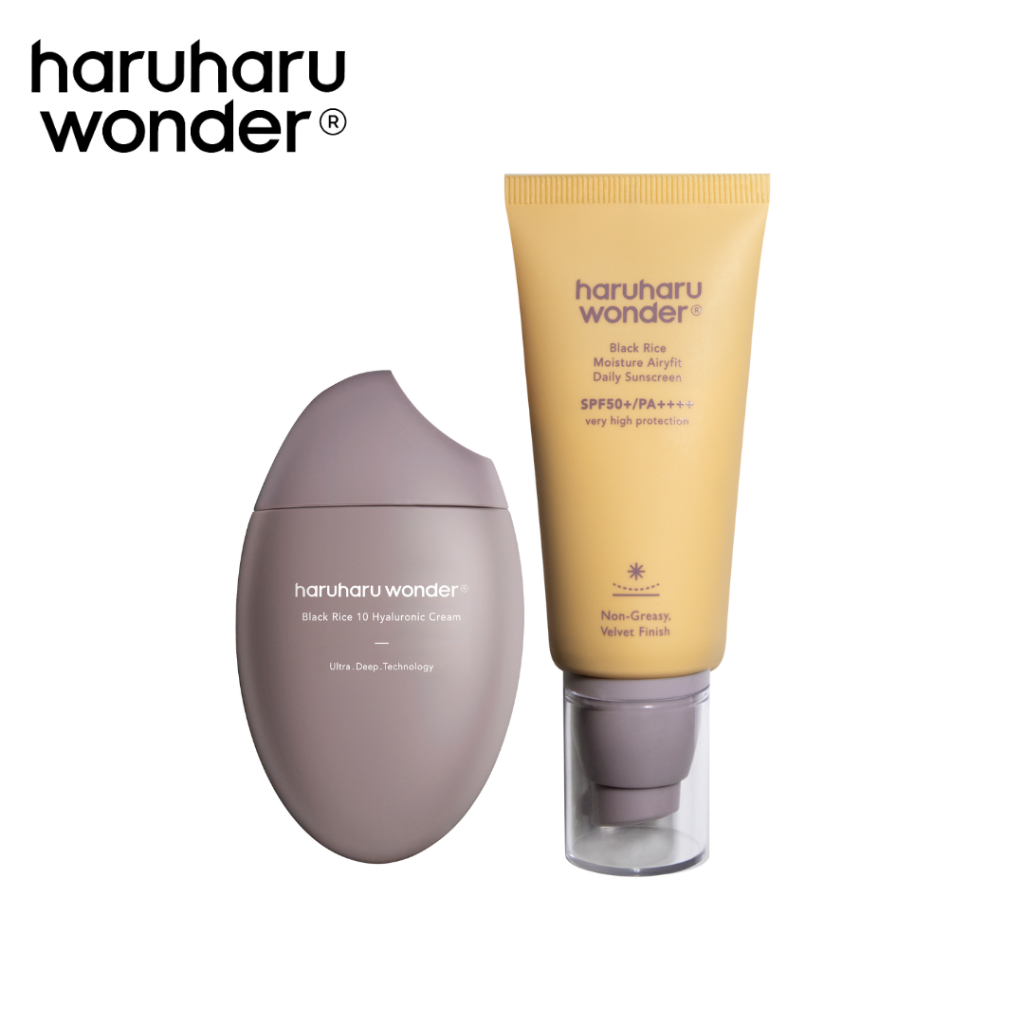 (Set 2ชิ้น)  Black Rice 10 Hyaluronic Cream 50 ml.+Moisture Airyfit Daily Sunscreen 50 ml.