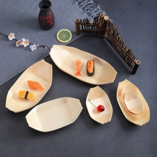เรือซูชิไม้ทิ้ง 50ชิ้น ถาดเรือไม้ ถาดเรือ ปลอดภัยและเป็นมิตรกับสิ่งแวดล้อม🚚จัดส่งจากประเทศไทย