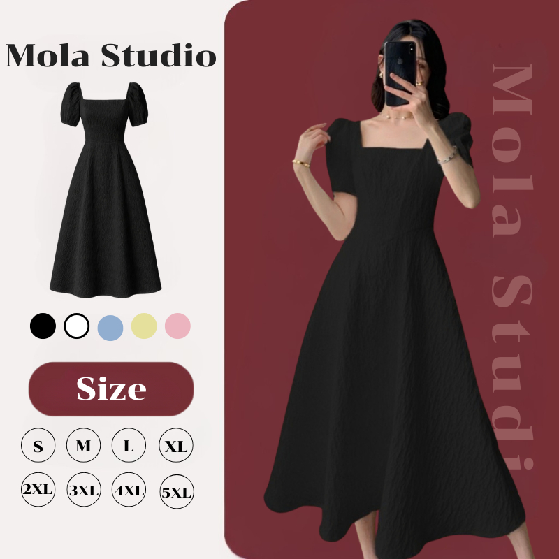 [❤️‍ S-5XL❤️‍ ] ชุดเดรสผู้หญิง ชุดออกงาน เดรส Dress เดรสคอเหลี่ยม แขนตุ๊กตา เดรสสไตล์ฝรั่งเศส เดรสสาวอวบ – โปรปัง