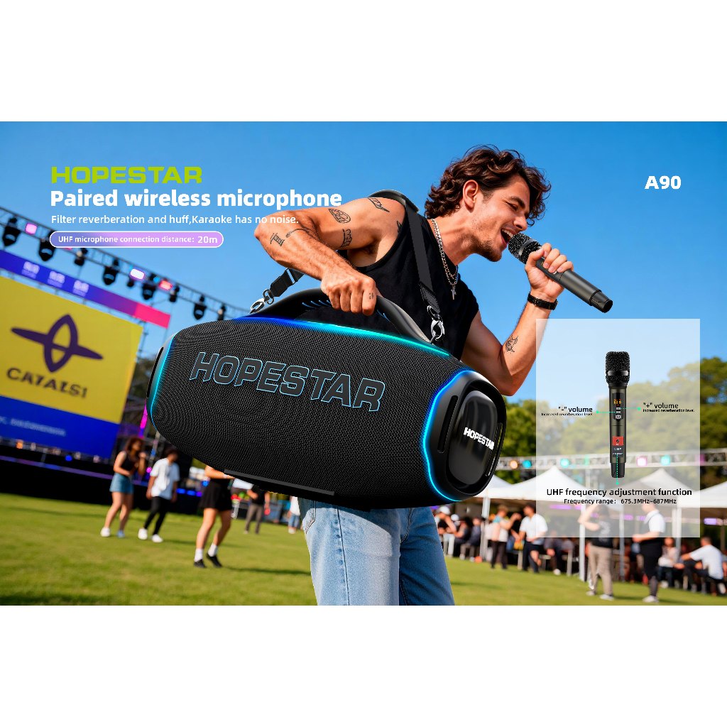 [ผ่อน0%]HOPESTAR A90 Pro 700W ลำโพงบลูทูธ BT5.4 กันน้ำ IPX6 แบตถอดได้ 36000mAh + ไมค์ไร้สาย สีดำ