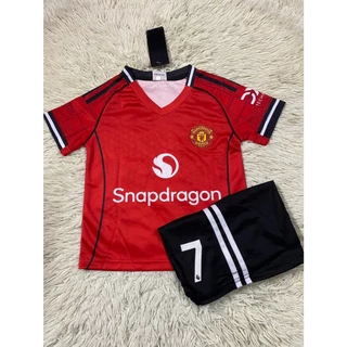 ชุดกีฬาเด็กทีมแมนยูไนเต็ดเบอร์7ชื่อโรนัลโด้ ปี2026ใหม่ล่าสุด เสื้อ+กางเกง