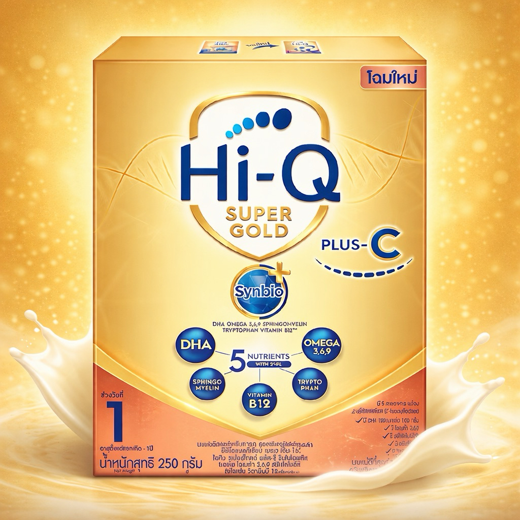 นมไฮคิว พลัส ซูเปอร์โกลด์ พลัส-ซี ซินไบโอพลัส นมผงสูตร3 1650 กรัม HiQ Supergold Plus-C
