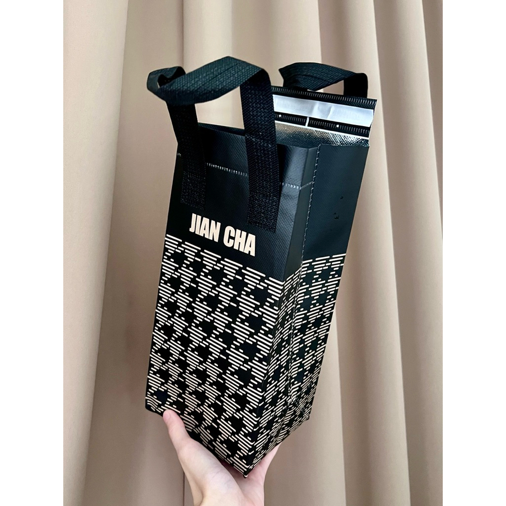 ถุงเก็บความเย็น JIAN CHA ยังไม่ลอกกาว พร้อมถาดรอง แบบแก้วเดี่ยว