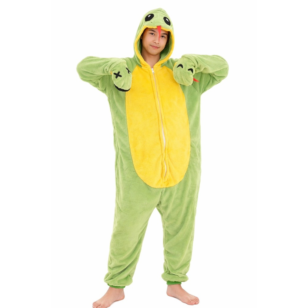[มี COD] ชุดนอนมาสคอต งูเขียว (snake) รุ่นใหม่!! สีเขียวอ่อน