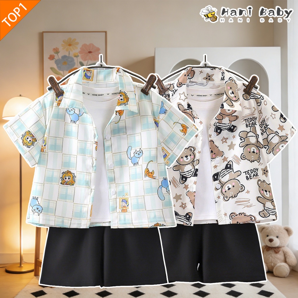 ชุดเสื้อเชิ้ตเด็กผู้ชาย สไตล์เกาหลี ระบายอากาศดี ใส่สบาย ไซส์80-150