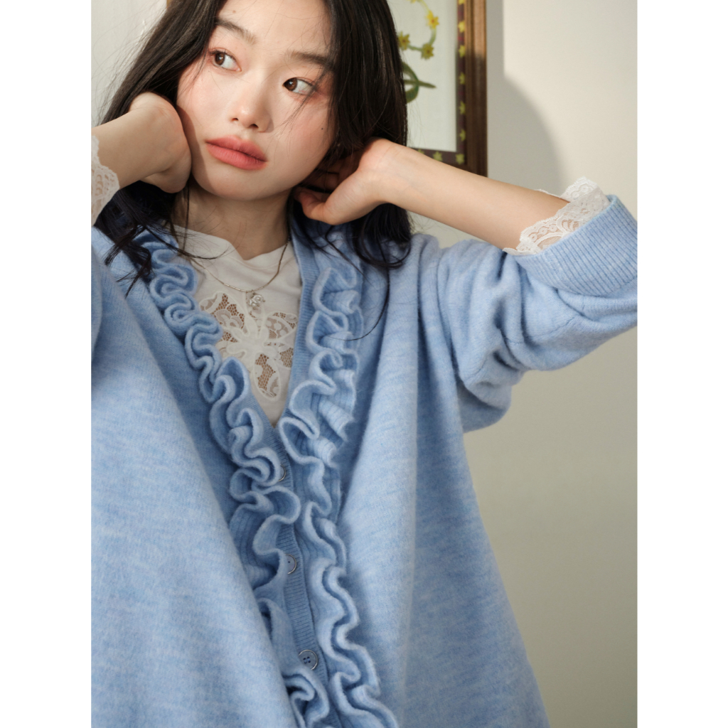 [Preorder] KUOSE : Ruffle Cardigan Sweater