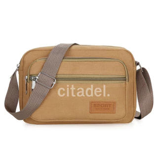 CITADEL กระเป๋าสะพายข้าง ผ้าแคนวาส มีช่องใส่เยอะ 5 ซิป มีให้เลือก 5 สี พร้อมส่งในไทย มีส่งด่วน Z-038