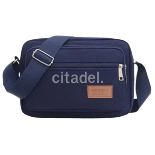 CITADEL กระเป๋าสะพายข้าง ผ้าแคนวาส มีช่องใส่เยอะ 5 ซิป มีให้เลือก 5 สี พร้อมส่งในไทย มีส่งด่วน Z-038