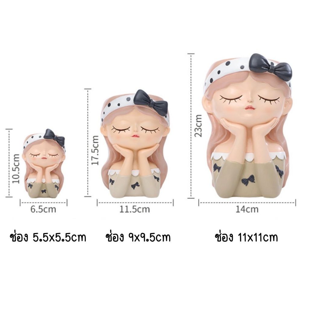 กระถางเรซิ่นสาวโทนเขียวไซด์เล็ก/กลาง กระถางใส่แคตตัส รูปที่ 5