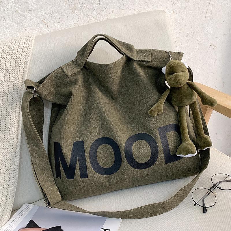 TSONG#259Canvas bag, Japanese-style crossbody bag, men's shoulder bag, large-capacity backpack, casual student schoolbag
