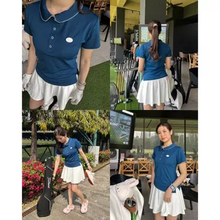 Muuv & Gruuv Waffle Trimmed Polo เสื้อโปโลคอบัว ระบายอากาศดี ด้ายถักรอบตัว
