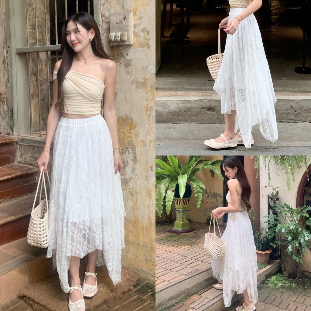 NICHARIS กระโปรงยาวผ้าลูกไม้ รุ่น - Lace Skirt