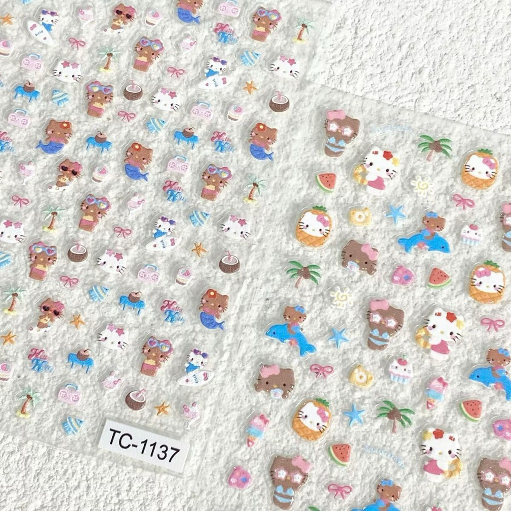 สติกเกอร์ติดเล็บ ลายคิดตี้ญี่ปุ่น 3D พร้อมติด