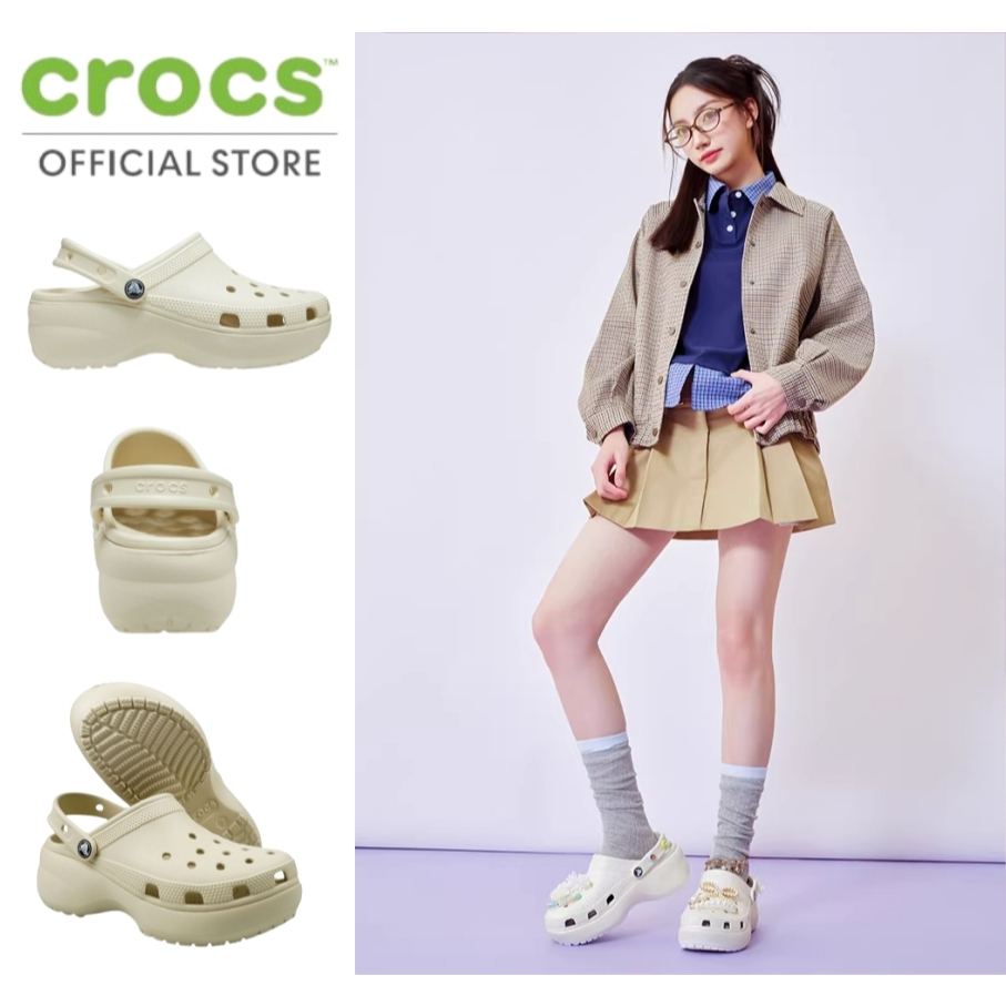 CROCS รองเท้าลำลองผู้หญิง CLASSIC PLATFORM CLOG รุ่น 2067502Y2 - BONE