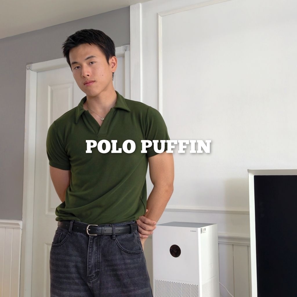 Backtobazix – (4สี) POLO PUFFIN เสื้อโปโลชายทรงสลิม แขนจั๊ม ผ้า Cotton Puffin ไม่ยับ ไม่ต้องรีด