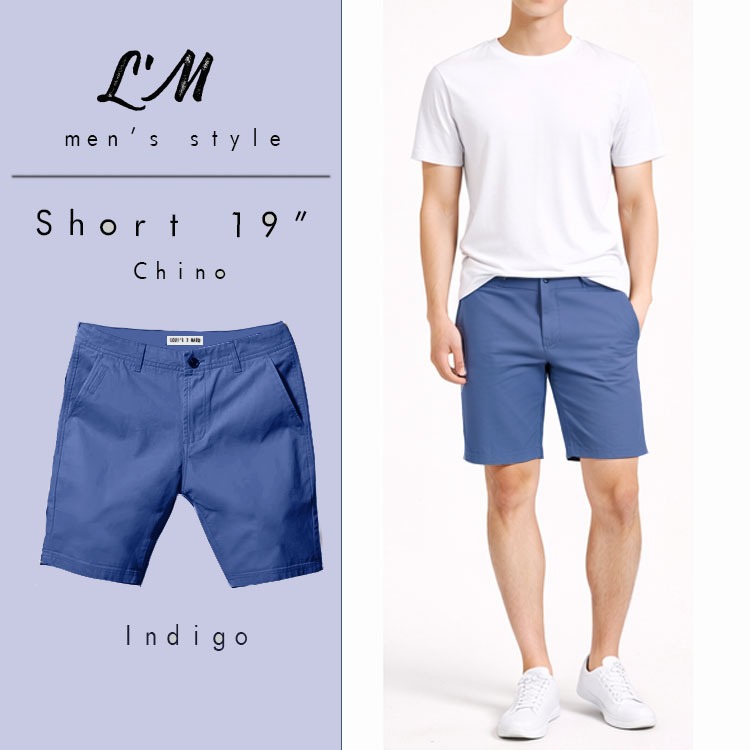[โค้ดส่วนลด LMOF5PER ลด15%] L'M men's style กางเกงขาสั้นผู้ชาย ยืดได้ ผ้าชิโน รุ่น19นิ้ว