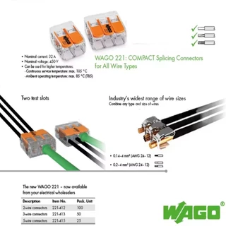 ชุด5ชิ้น WAGO Connector ตัวต่อเชื่อมสายไฟ สามรุ่น221-412/ 221-413/ 221-2411 รองรับ 450V 32A