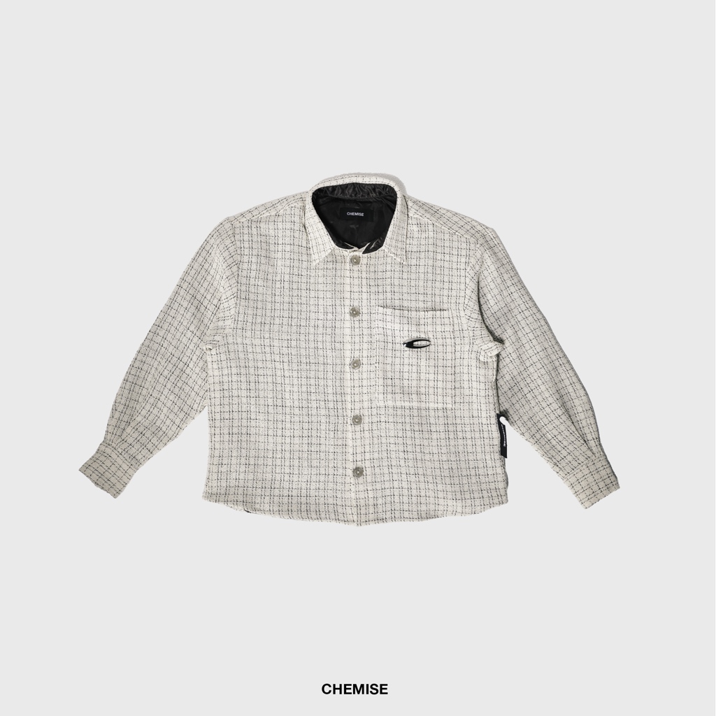 CHEMISE Metal Symbol Tweed Ivory Shirt
