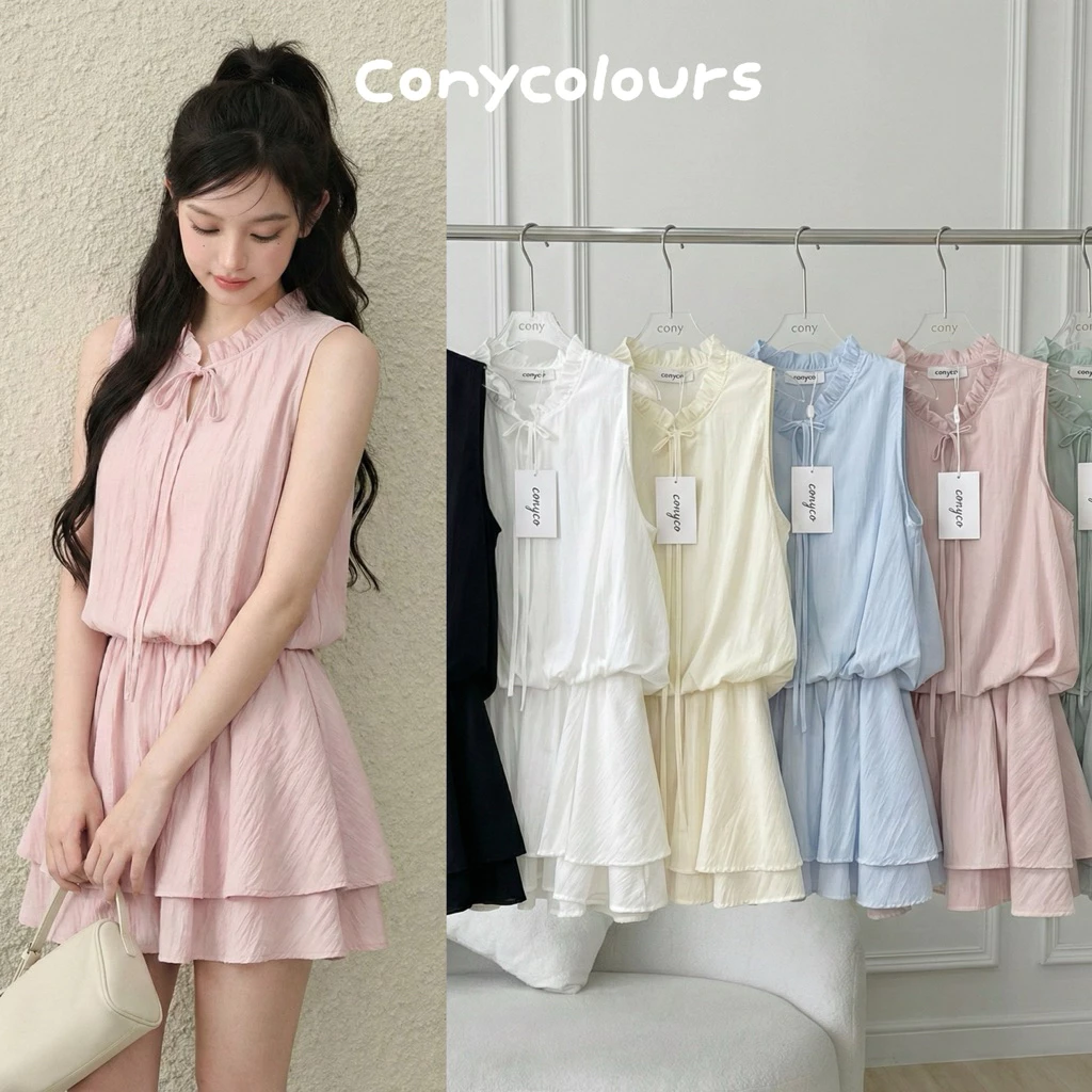 conycolours | sunday jump dress เดรสสั้นแขนกุด เอวยางยืด