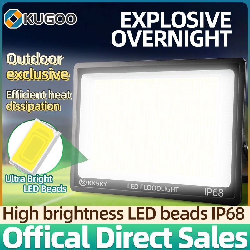 KUGOO สปอตไลท์ LED Spotlight 2000W โคมสปอร์ตไลท์ ไฟสว่าง แสงขาว กันน้ำ กันฝุ่น IP68 ไฟกลางแจ้ง ไฟสวน