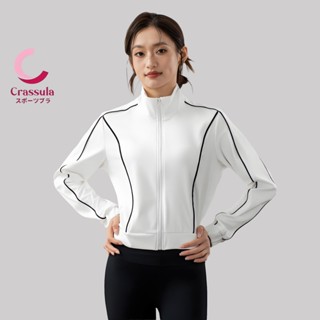 Crassula แท้ เสื้อคลุมออกกำลังกายแขนยาว รุ่นซิป  ดีไซน์คอตั้…