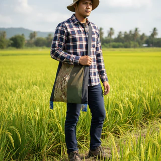 ย่ามเดินป่า ไซส์ใหญ่ 40x43 ซม. ผ้าหนาทนทาน ย่ามสะพายข้าง กระเป๋าผ้าเอนกประสงค์ เหมาะสำหรับชาวไร่ชาวนาเกษตรกร คละสีคละลาย