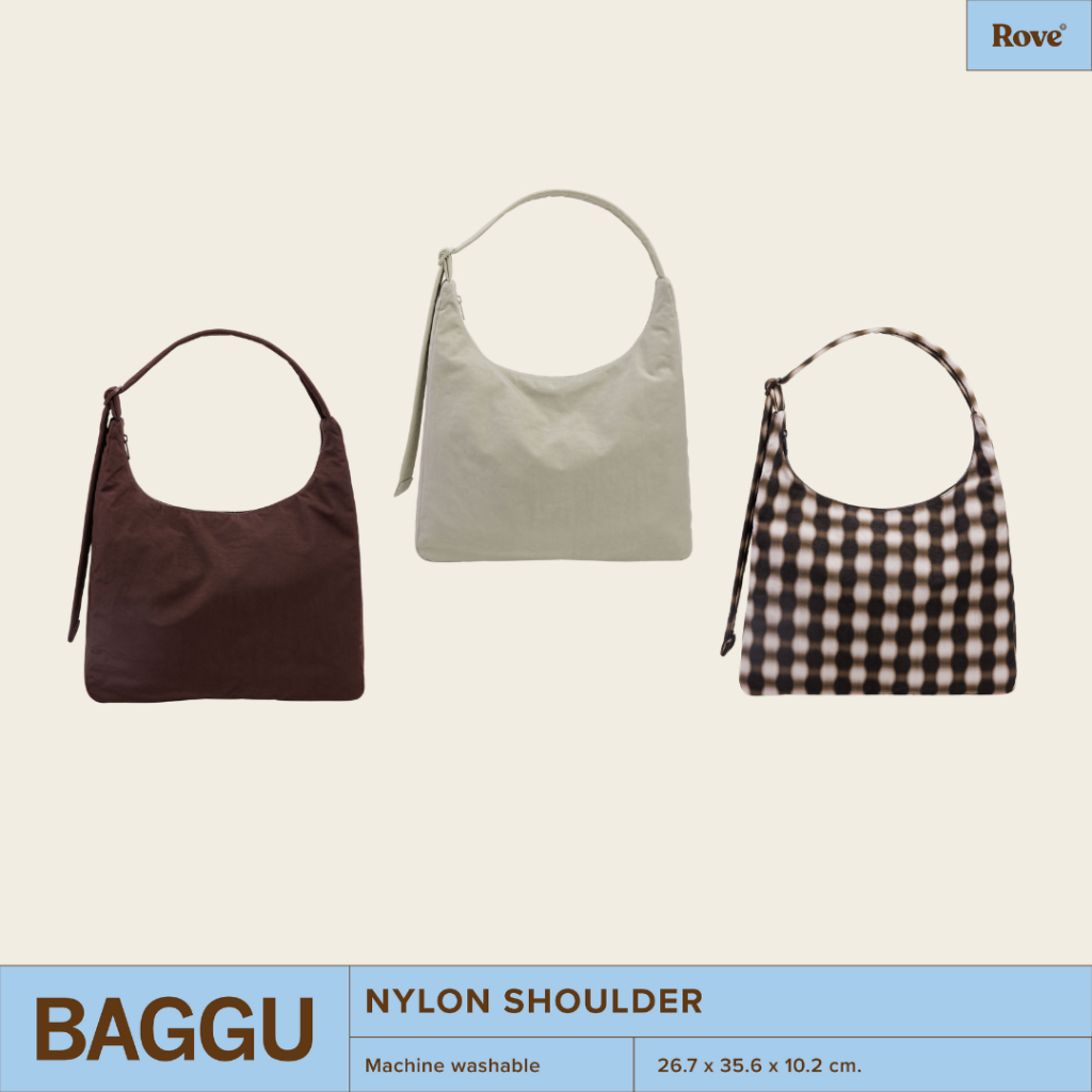 (พร้อมส่ง) BAGGU Mini Nylon Shoulder / Nylon Shoulder Bag กระเป๋าสะพายไหล่สายปรับได้ จุของเยอะ น้ำหนักเบา ใส่คอมได้