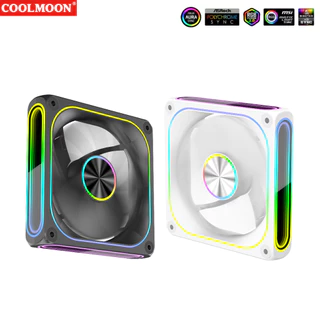 พัดลมเคส COOLMOON Mirror Moon Pro ARGB 3pin 5V + 4pin PWM 120mm. 1800RPM