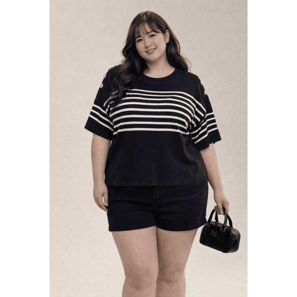 ลด 40.- 🔥 โค้ด FITFATNEW 🇰🇷 Linda Sweater เสื้อไหมพรมกระดุมทองที่บ่า อกหน้าผ้า 54" วงแขนกว้าง มินิมอล ลายหน้าหลัง ลักชู