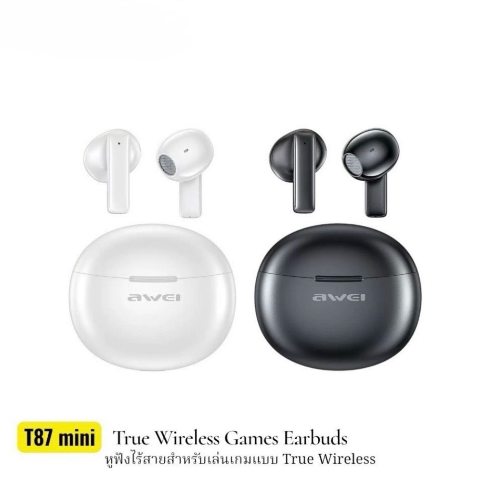 【พร้อมส่งจากไทย】Awei T87 TWS หูฟังบลูทูธ 5.3 ดั้งเดิม ENC ไร้สายบลูทูธ เวอร์ชันใหม่ พร้อมไมค์ IPX6