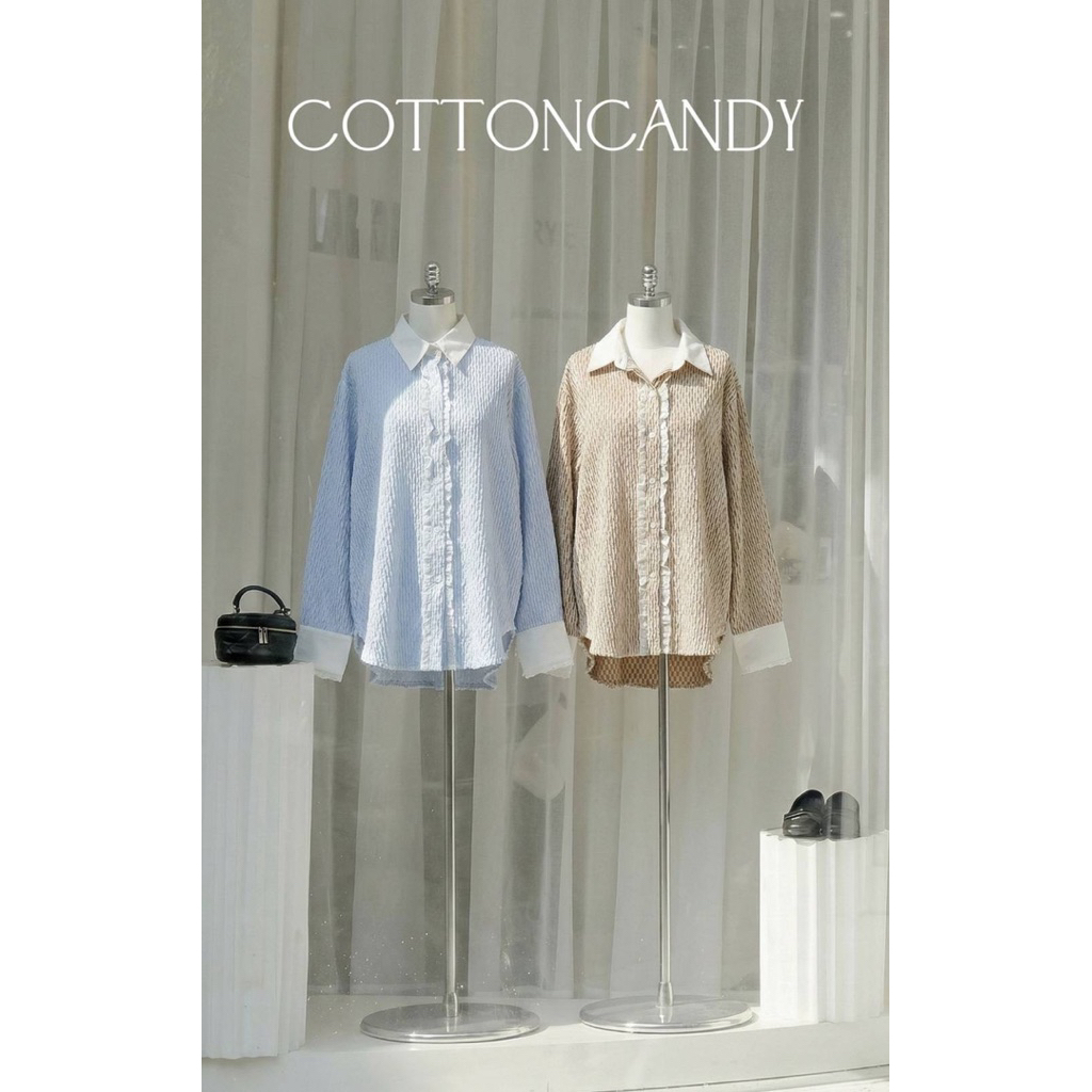 #Cotton Candy🍭เสื้อเชิ้ต ฟ้า/น้ำตาล New Ladda korea sweet