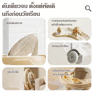 มีเพลง มีไฟ พับเก็บ รถหัดเดินเด็ก 2in1ปรับเป็นผลักเดินได้ รถเด็กหัดเดิน มีถาดของเล่น ปรับระดับได้ 6-18เดือน รถหัดเดินเด็