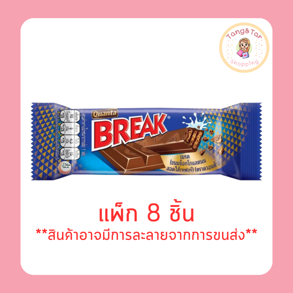ควอนต้า เบรค ช็อกโกแลตสอดไส้เวเฟอร์ 3F 18.5 กรัม (แพ็ก 8 ชิ้น)