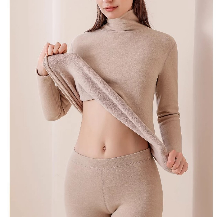 Plus Size~Thermal suit German fleece mid-neck design ชุดเทอร์มอลสีเทาที่ทันสมัย สามารถทนต่อความหนาวเย็นได้ต่ำถึง -10°C - รูปที่ 4