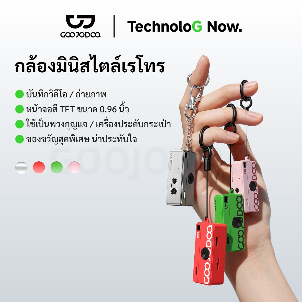 GOOJODQO กล้องนิ้วโป้ง พกพาสะดวก Mini Camera กล้องขนาดเล็ก Action Camera พวงกุญแจ กล้องสำหรับเด็ก