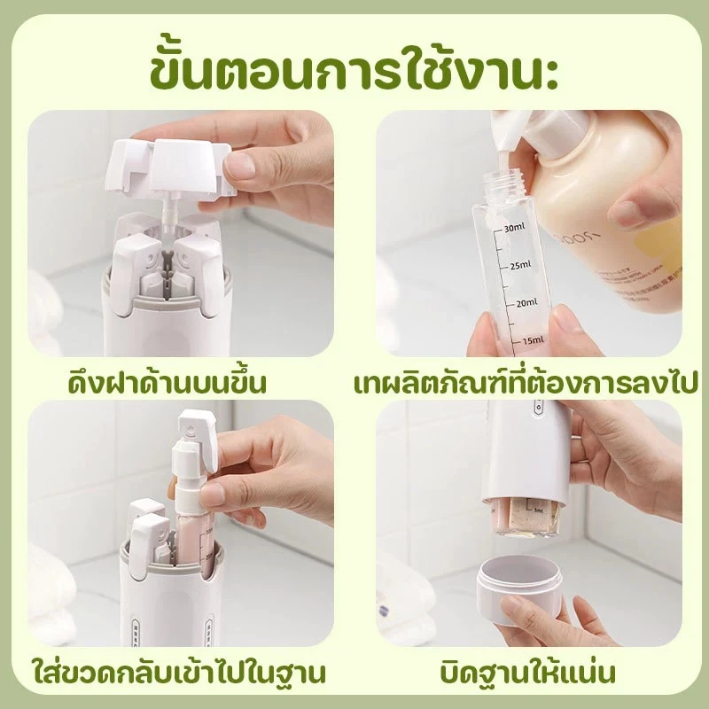 ชุดขวดแบ่งสารล่องหน พกพาสะดวก 4 in 1 ขวดเดินทางกันน้ำ สำหรับใส่แชมพู ครีมอาบน้ำ โฟมล้างหน้า ขวดเดินทางกันน้ ขวดแบ่งครีม thumbnail 6