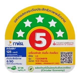 LG เครื่องซักผ้าฝาบน ขนาด 13 KG. รุ่น T2313NBTB