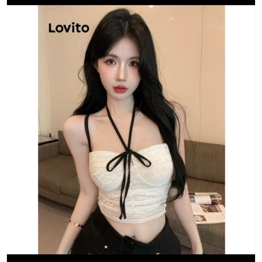 เสื้อสายเดี่ยว ดีไซน์เก๋ผูกโบว์ได้เอง ของแบรนด์Lovita ไซส์S