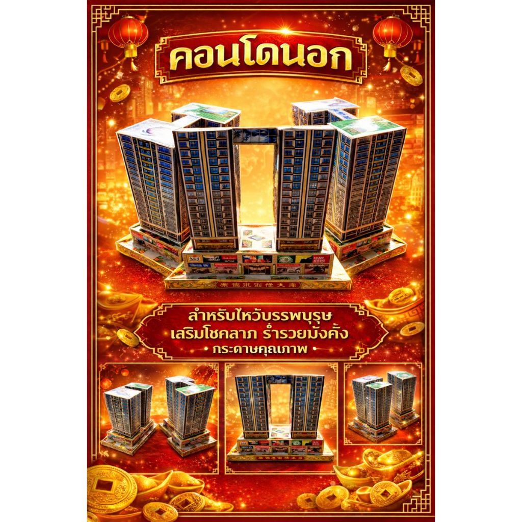 🌟คอนโกงเต็ก🌟 บ้านกงเต็ก 3 มิติ หรูหรา กงเต็กกระดาษ บ้านกระดาษ ไหว้บรรพบุรุษ เช็งเม้ง ตรุษจีน สารทจีน
