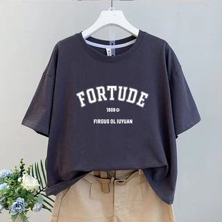 เสื้อครอปน่ารักสไตล์เกาหลี oversize เสื้อผ้าสาวอวบคนอ้วนไซส์ใหญ่ เสื้อยืดลายตัวหนังสือผู้หญิงแฟชั่นมาใหม่ ลําลองทรงหลวม