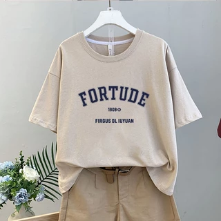 เสื้อครอปน่ารักสไตล์เกาหลี oversize เสื้อผ้าสาวอวบคนอ้วนไซส์ใหญ่ เสื้อยืดลายตัวหนังสือผู้หญิงแฟชั่นมาใหม่ ลําลองทรงหลวม