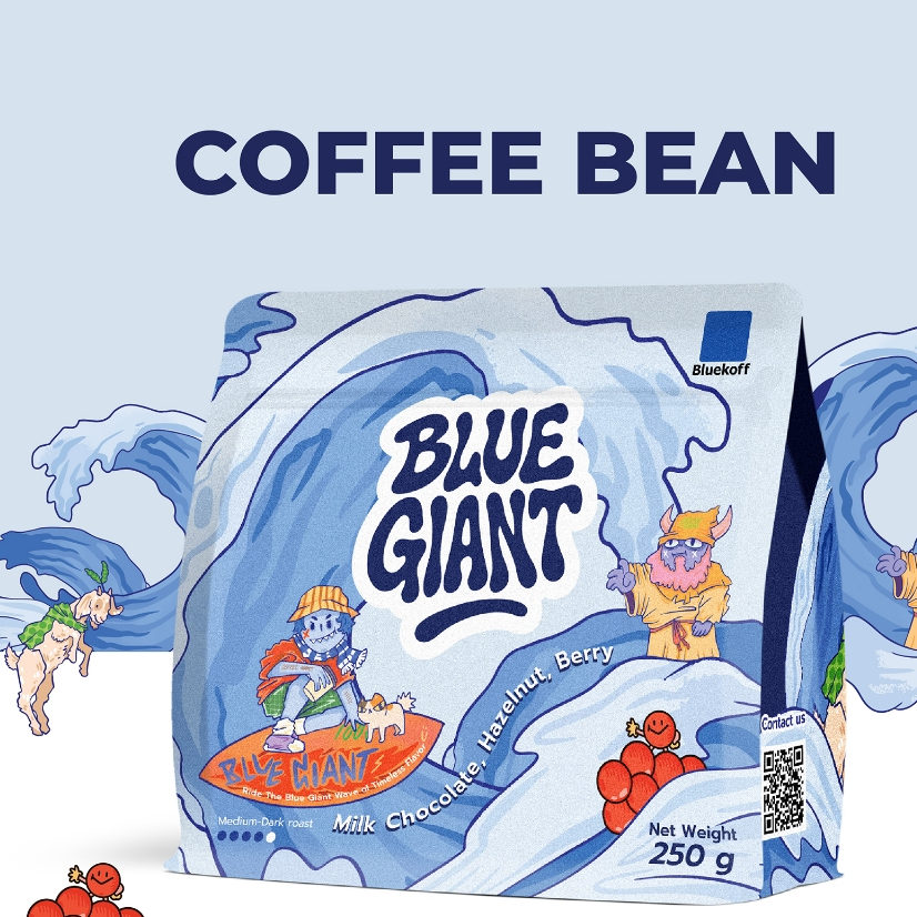 มีสินค้าพร้อมส่ง Bluekoff เมล็ดกาแฟเบลนด์ Blue Giant อราบิก้า 100% (1 ถุง บรรจุ 250 กรัม)