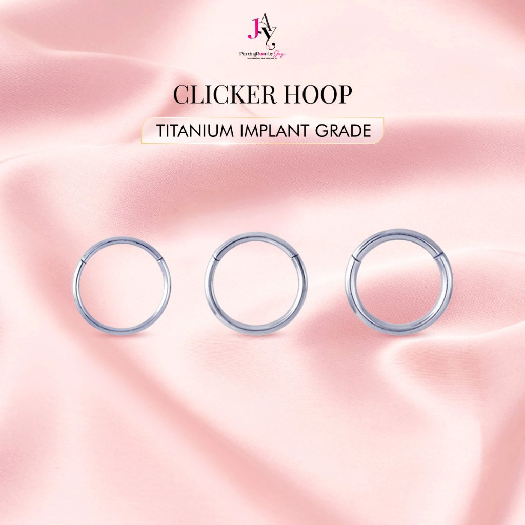 ต่างหูไทเทเนียม G23 ห่วงล็อค Clicker Hoop เกรดการแพทย์ (ราคาต่อชิ้น) Piercingroom by Jay