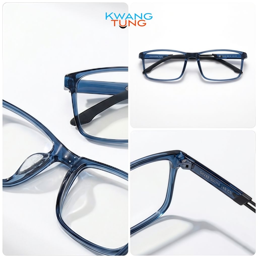 แว่นสายตา2เลนส์กรองแสง รุ่น KT202 วัสดุ TR90 แท้ (ดัดได้/เบาพิเศษ) ตัดเลนส์สายตา กรองแสงคอม+UV400