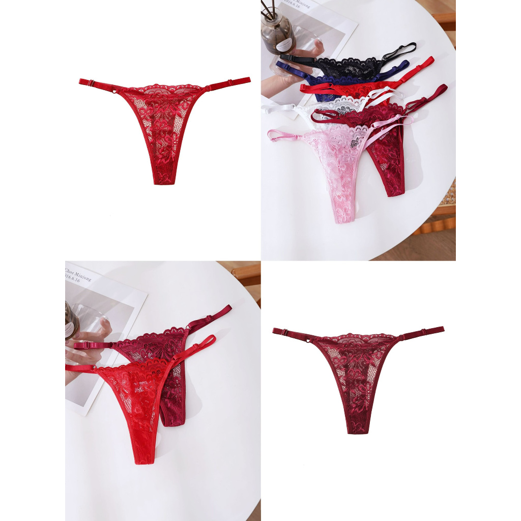 J06 กางเกงชั้นในลูกไม้เซ็กซี่  กางเกงในเซ็กซี่ สายฝอ กางเกงในจีสตริง สายแบนปรับได้ พร้อมส่ง