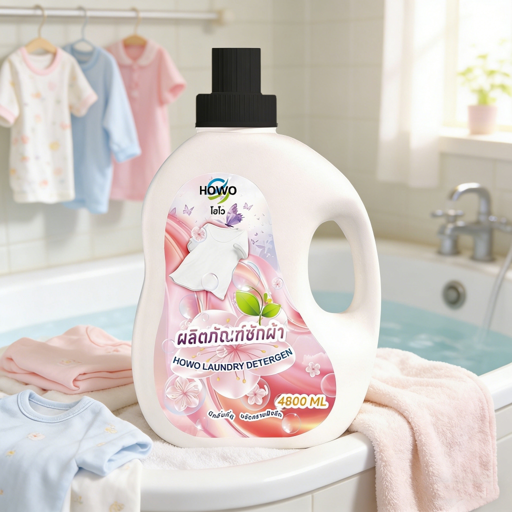 HOWO 4800ML น้ำยาซักผ้า นำ้ยาซักผ้า สูตรเข้มข้น หอม 2in1 แพ้ง่าย โดยธรรมชาติ